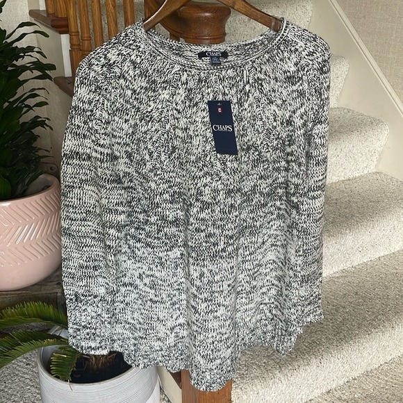 NWT Chaps Chunky Marled Pop Over Sweater - Picture 1 of 8